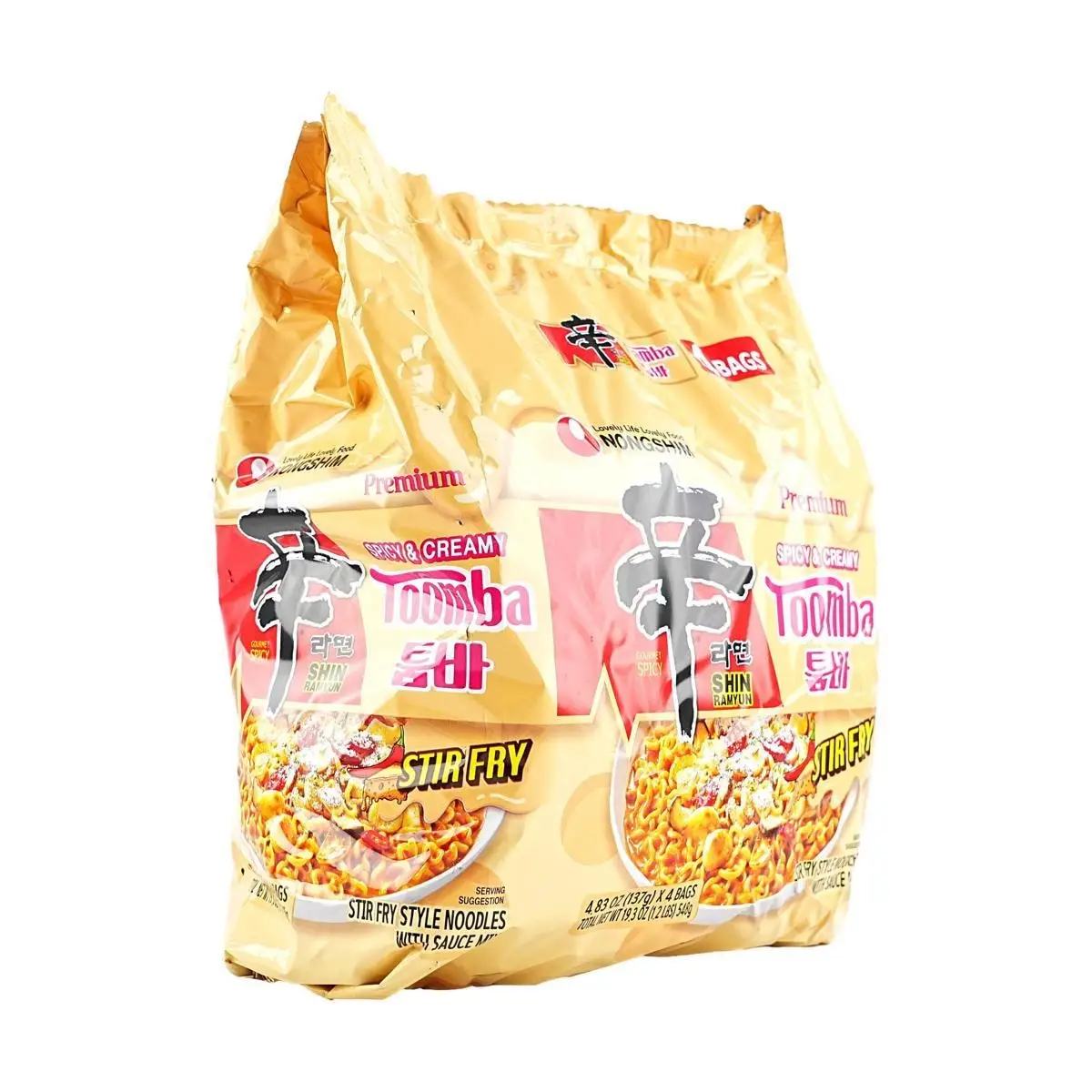 NONGSHIM Shin Ramyun, Toomba-Picante, Cremoso Stir Fry, Macarrão Ramen Instantâneo, 4,83 oz * 5Packs * 4 Packs [Exclusivo Yami], 5Packs