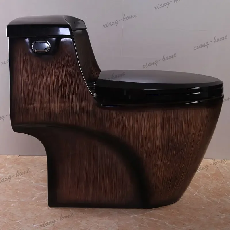Household boutique high-end wood grain toilet Siphon one-piece toilet Z: @