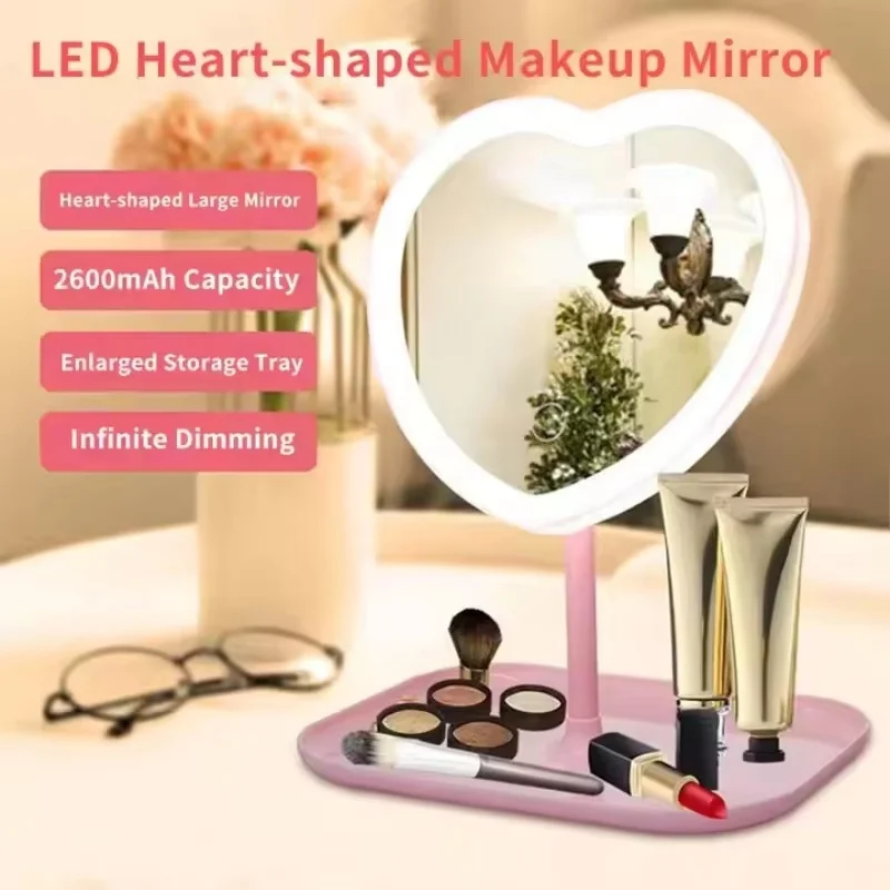 Lustro kosmetyczne na biurko z oświetleniem LED, lusterko do makijażu z lampkami, lusterko z funkcją wypełniania światłem, lusterko do makijażu.