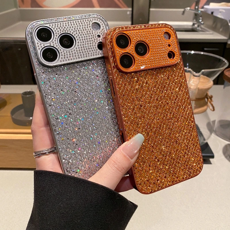 

Quilted Glitter Rhinestone Case for iPhone 17 Pro Max, New Apple iPhone 17 Pro Case, Anti-fingerprint Unisex i17 Air Shockproof