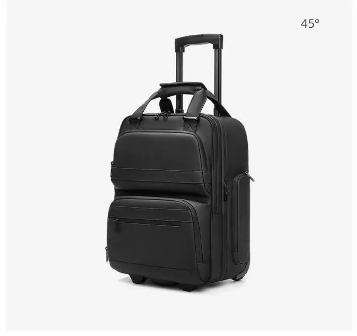 

Men Underseat Carry On Luggage with Wheels Soft Sided Small Suitcase Men Underseat Luggage with Front Open Design 18 Inch Black