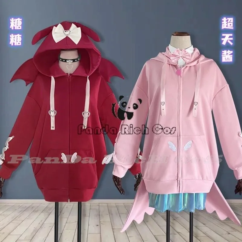 소녀 과다복용/이해력 결핍 스트리머 오버로드 Ame KAngel 후드티 카니발 여성 크리스마스 파티 의류 할로윈 코스프레 의상v;2,r'6