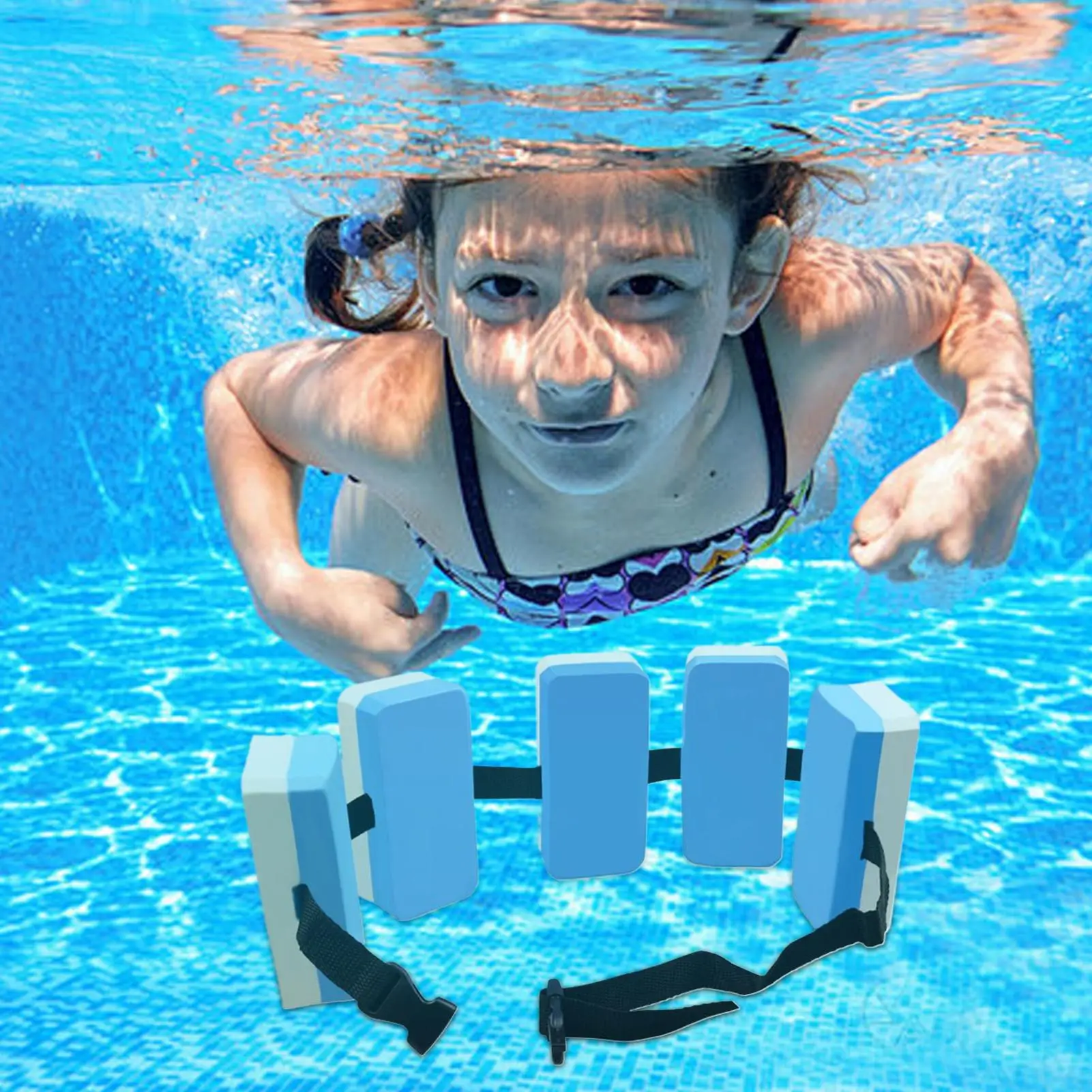 Kids Swimming Belt Adjustable EVA Child Swim Floatation 5 Removable Pads Pool Exercise Water Aerobic Aid Youth Teens Boys Girls