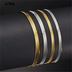Awit Classic Snake Chain Bracelets for Women Trend Gold Plated Stainless Steel Cuban Chain Bracelet Trendy Woman Gifts Jewelry