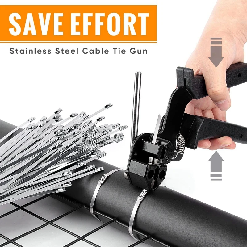 1Set Stainless Steel Cable Tie Plier Special Tool For Fastening And Cutting Metal Cable Ties, With 150Pcs 11.8In Cable Ties