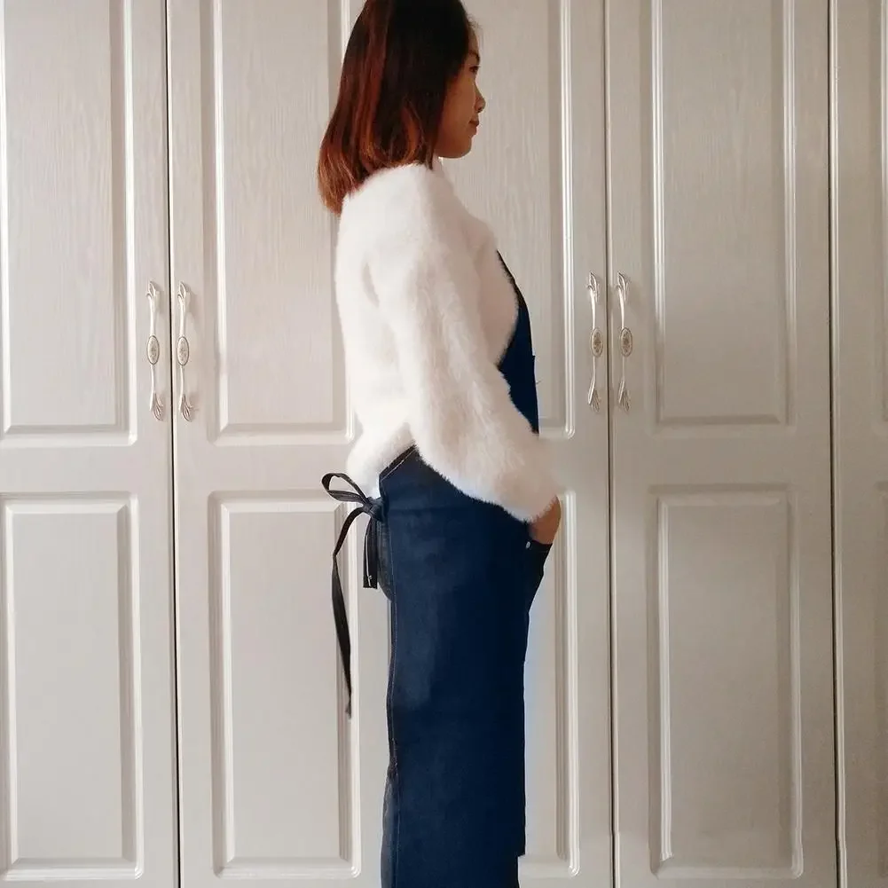 1-3PCS Haushalt Denim Schürze Öl-beweis Kann Hände Abwischen Küche Kochen Männer Frauen Erwachsene Mit Werkzeug tasche Mode Kaffee Über Schürze