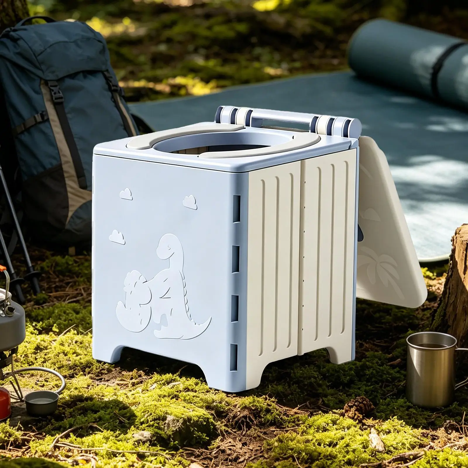 Foldable Outdoor Camping Toilet Compact Travel Potty Seat Anti Slip Design With Waste Bags For Road Trip Vehicle Outdoor Use