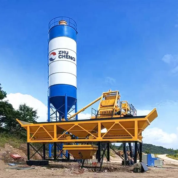 مصنع خلط الخرسانة الصغير الجاهز HZS35 35 م 3 / ساعة عالي الأداء مع خلاط الخرسانة JS750 نظام التحكم الآلي الكامل