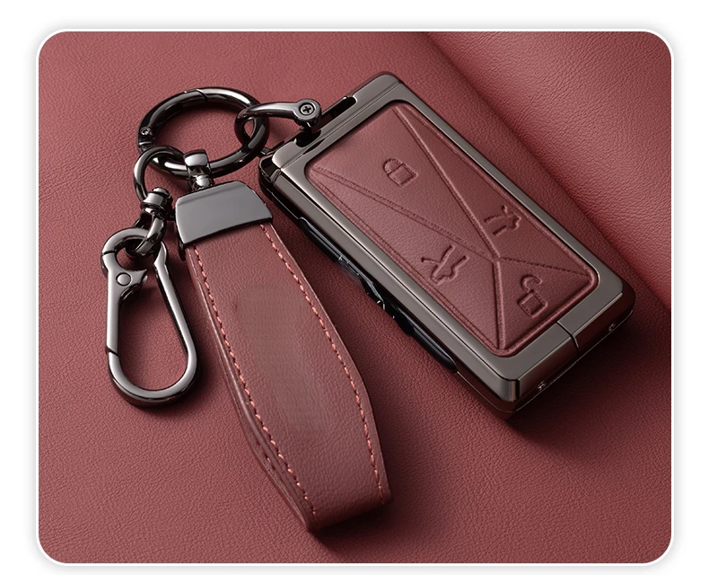 Simple Style Zinc Alloy + Leather Car Remote Key Case Cover Anti Scratch and Wear-resistant For AVATR 12