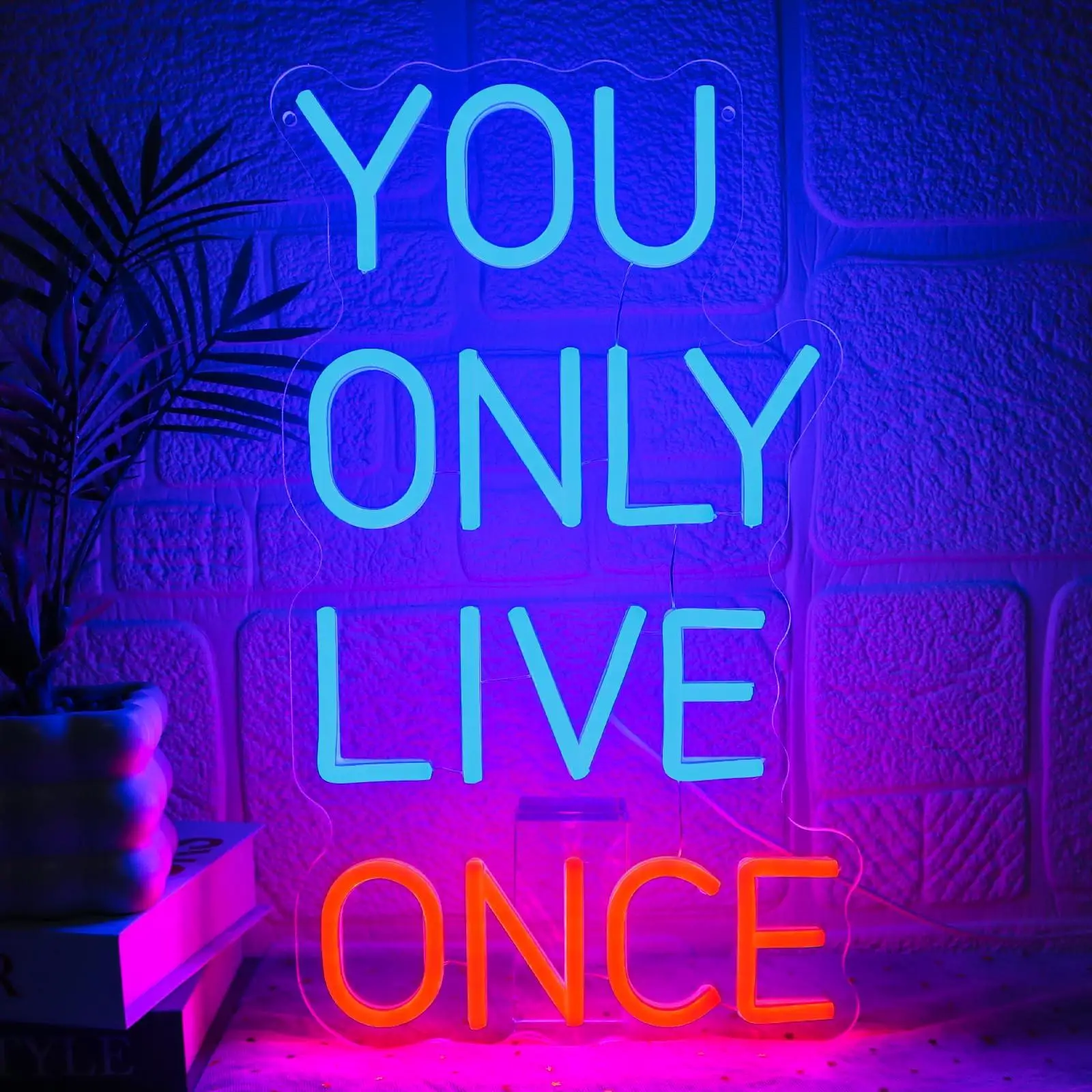 Enseigne néon « You Only Live Once » pour décoration murale, enseigne LED inspirante à intensité variable pour chambre à coucher, salle de jeux, garage, ou « Man Cave »