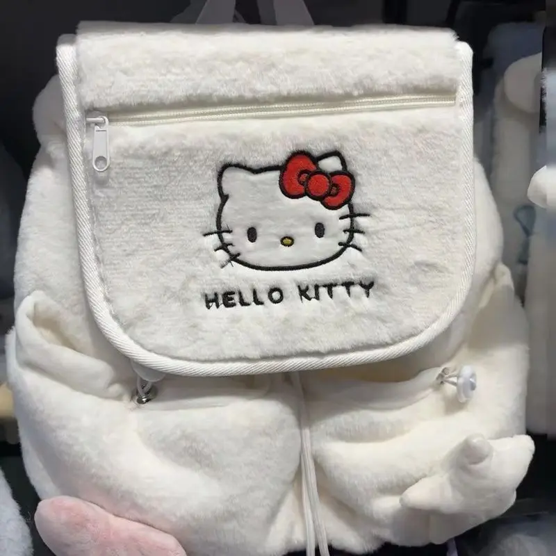 Nowy śliczny Cinnamoroll Hello Kitty pluszowy plecak zimowe dziewczyny słodki wypoczynek torba o dużej pojemności studenci kreskówek tornister prezenty ﻿