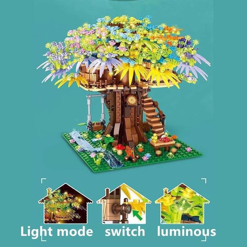 

NEW 2023 Modern DIY Treehouse Building Blocks Classic Model Sets Lighting Bricks Kids Kits For Boys Toys Children Gift