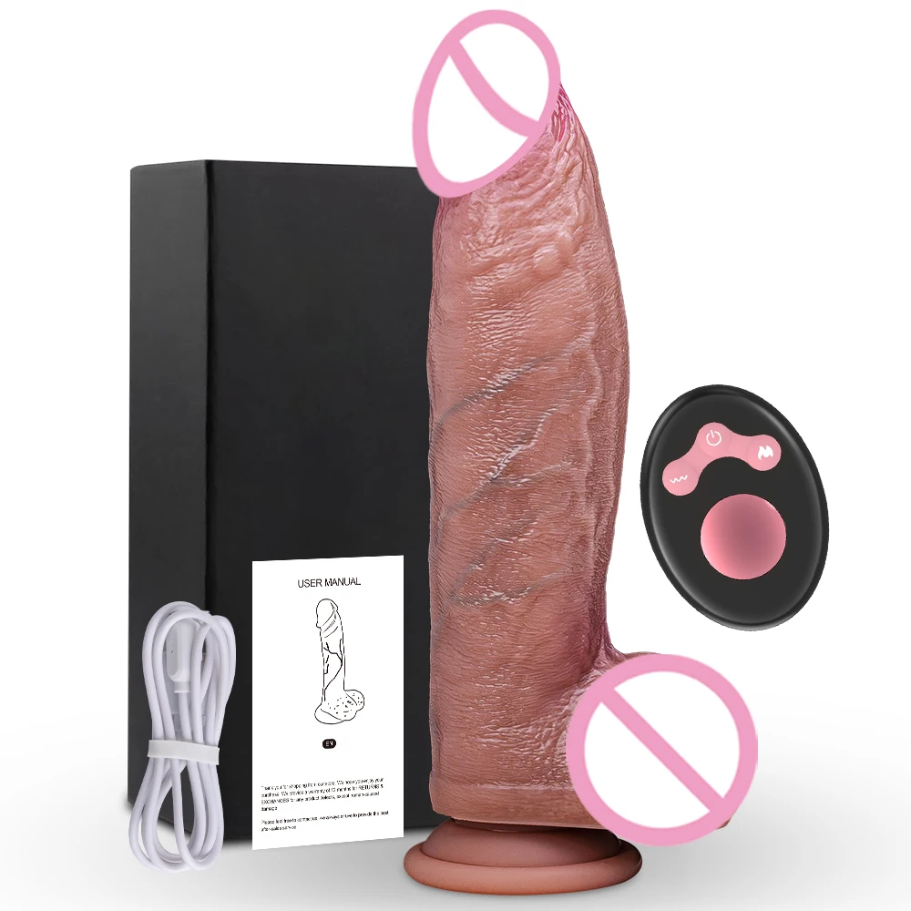 Huge Vibrating Rotating Thrusting Heating Dildo Remote Control Telescopic Big Realistic Penis for Women Men Anal Vaginal Sex Toy