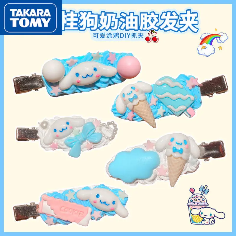 

TAKARA TOMY Cute Hello Kitty Girl Cream Glue Handmade DIY Homemade Material Bag Hairpin Can Be Made Cute Side Clip