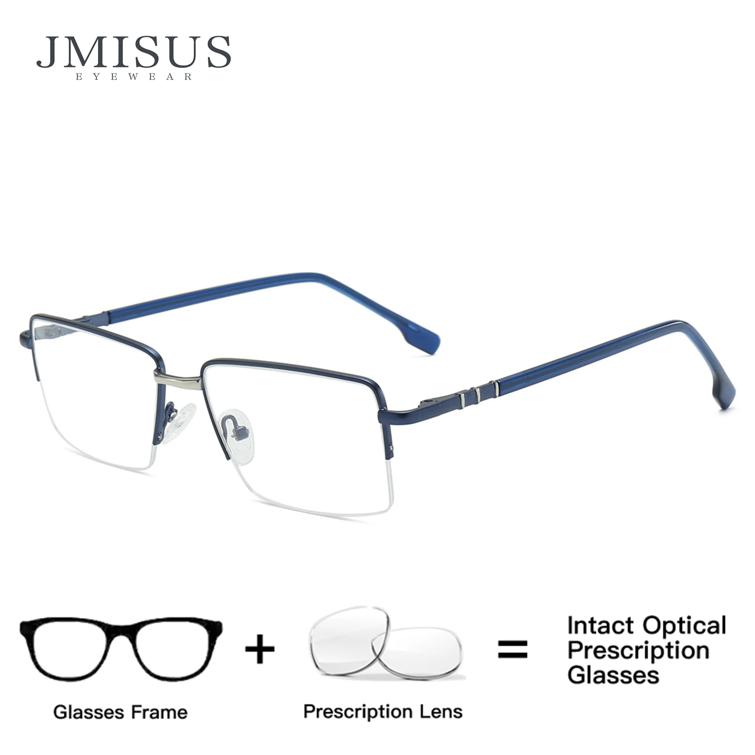 

JMISUS 2025 Fashion Half-Rimless Prescription Glasses Women Man Half-frame Rectangle Eyewear Optical Eyeglasses
