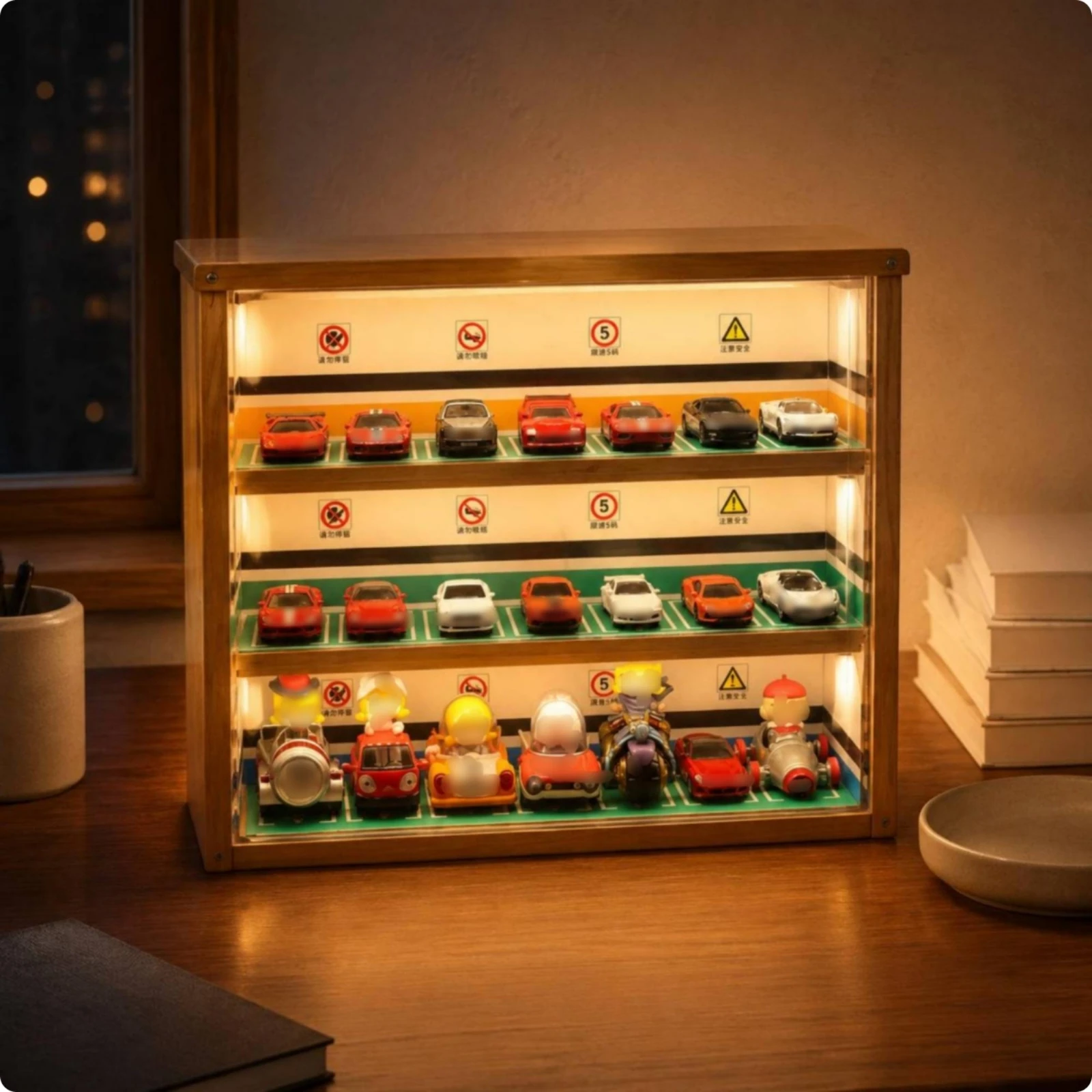 model-car-display-cabinet-3-tier-car-model-display-shelf-21-slots-led-lit-for-collection-storage