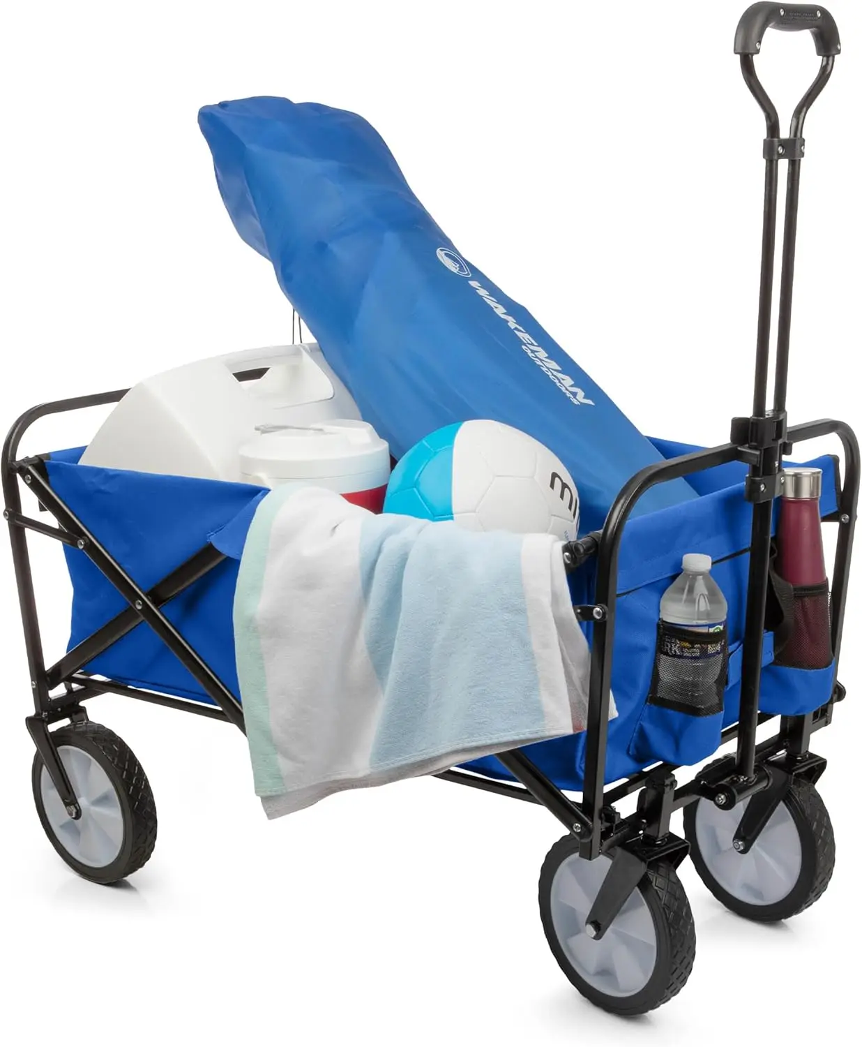 

Collapsible Wagon - Folding Grocery Cart with All-Terrain Wheels for Camping, Beach, and Yard Use