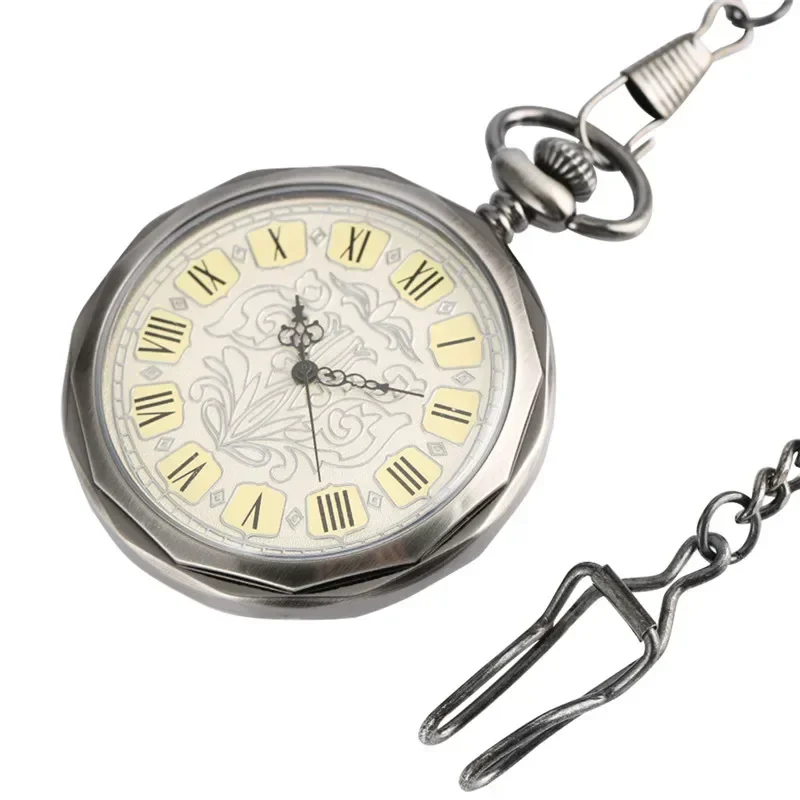 Antique Hand Winding Mechanical Pocket Watch Antique Open Face Roman Numerals Transparent Skeleton Vintage FOB Chain Men Gift