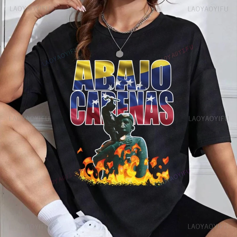 Venezuela Hasta El Final Woman Printed T-shirt Caracas Abajo Cadenas Libre Edmundo Presidente High Quality Cotton Man Tshirts