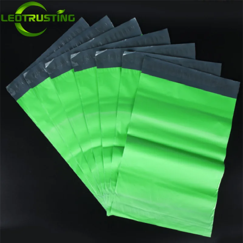 50/100PCS Green Poly Mailer Adhesive Envelope Bag Light Proof T-shirt Garments Gift Shoes Box Express Shipping Packaging Pouches