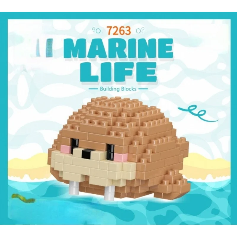Marine life building blocks Simulated Walrus Haima Micro Particle Building Blocks Building toys