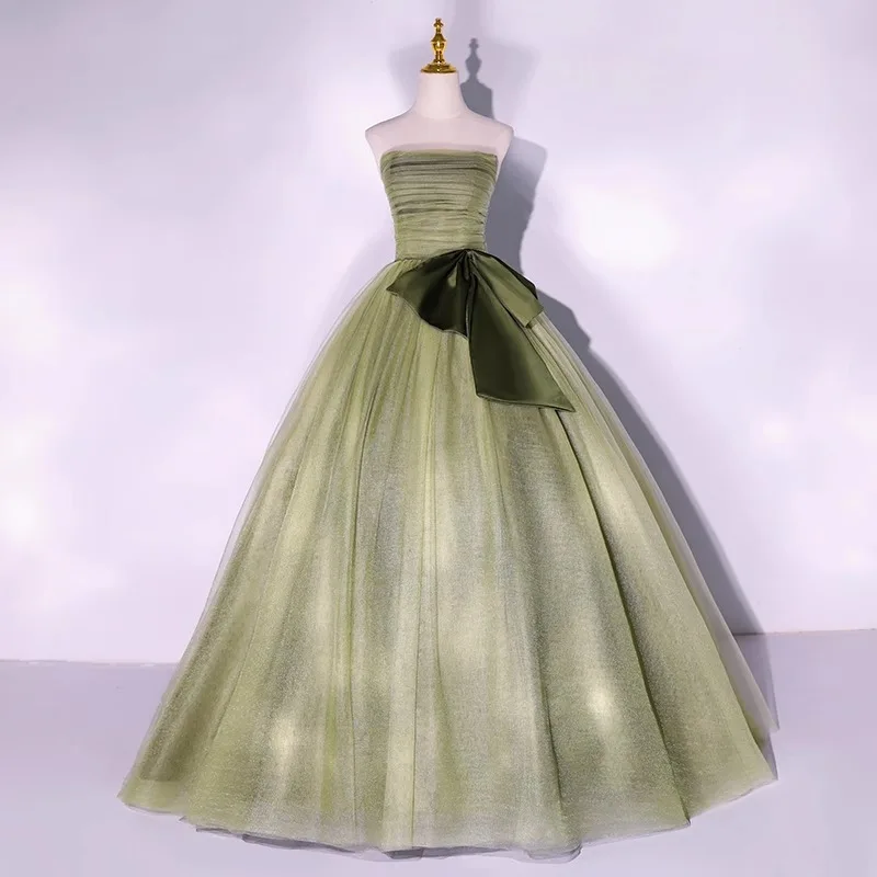 Verde 2024 novo simples quinceanera vestidos sem mangas rendas até festa de formatura elegante vestidos de baile vestido de noite novia