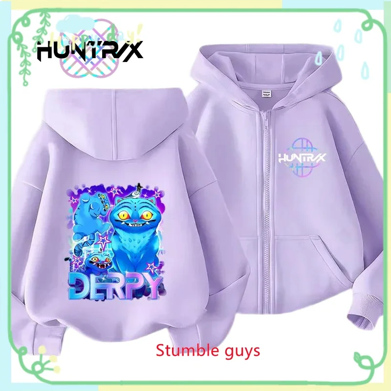 

Kids Purple Zip Hoodie Spring Autumn Kpop Demon Hunters Lightweight Boys Girls Clothes Spring Trip