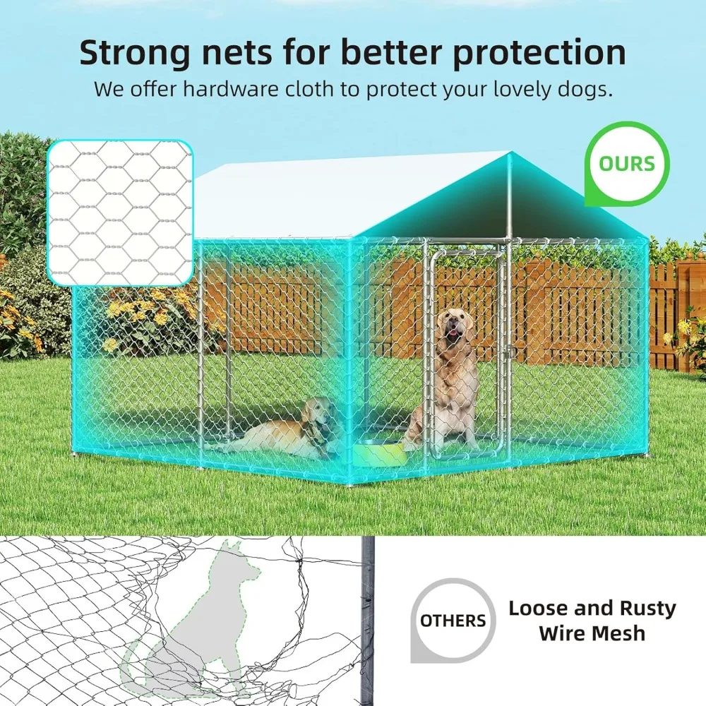 Heavy Duty Outdoor Dog Kennel 93x93IN Waterproof Cover Security Lock Enclosure for Large Dogs