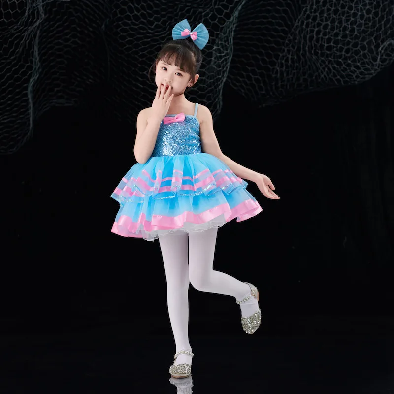 New Children's Pengpeng Skirt Kindergarten Dance Princess Skirt Dress Girl's Glitter Yarn Skirt Performance Costume Performance