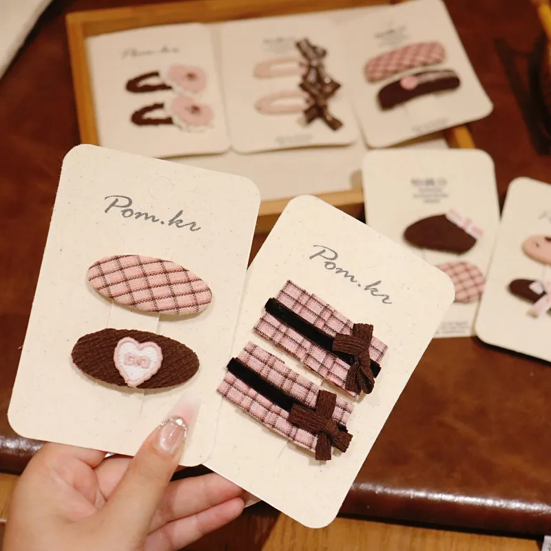 

2Pcs/Set Girls Pink Cute Hairpins Children Knitted Bow Hair Clips for Women BB Hairpin Baby Sweet Hair Accessories