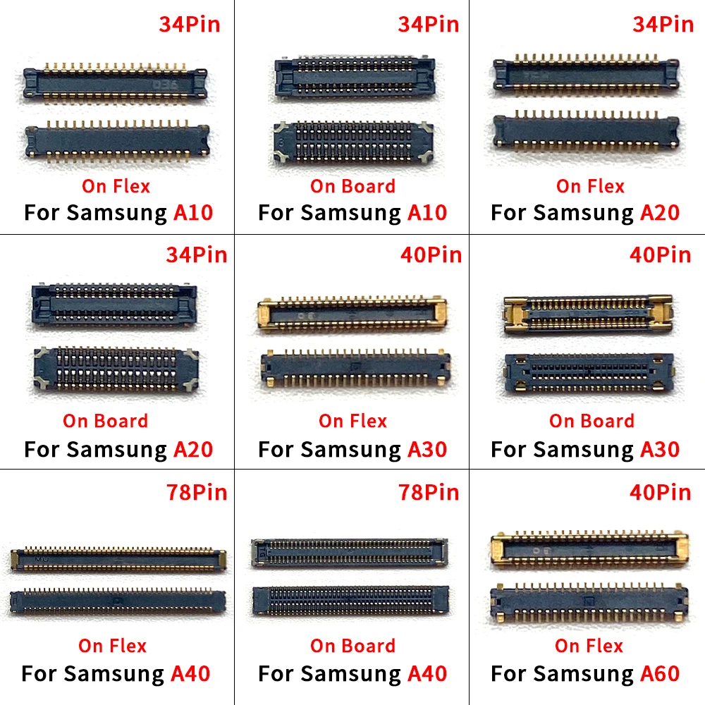 NEW CD Display Screen Flex FPC Connector On Board For Samsung A10 A20 A30 A40 A60 Charging Dock Port (34 Pin 40 Pin 78 Pin)