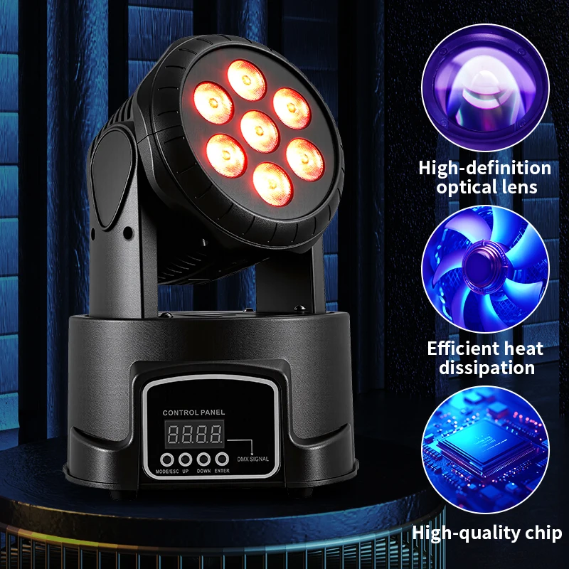 تتحرك رئيس الاسمية ضوء RGBW المرحلة الإضاءة DJ أضواء 7x8 واط LED شعاع الأضواء 9/14 CH مع DMX لشريط حفلة عيد الميلاد ديسكو #4