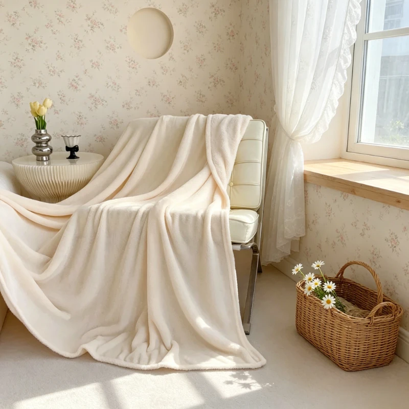 

Breathable Cotton Blend Throw Solid Color Soft Light Blanket Decorative Cover Nice Present For Sofa Bed Summer Daily Use