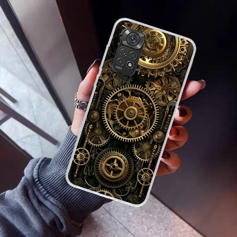 Steampunk Gear Mechanical Phone Case for Xiaomi Redmi Note 13 12S 12 11S 11 11E 11T 10S 10 Pro Plus 9 9S 8 8T 7 5G Soft Cover Fu