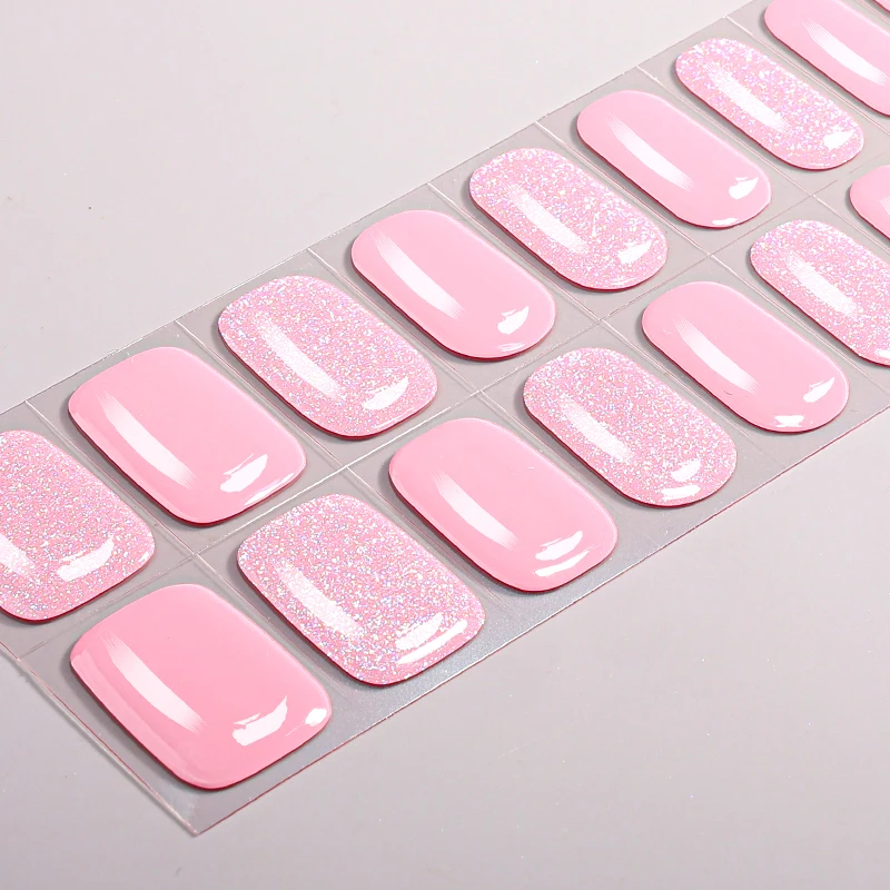 22Tips Sprankelende UV-vrije gelnagelstickers Gradiënt Marmer Volledige dekking Gel Polish Nagelstrips DIY manicure decoratie