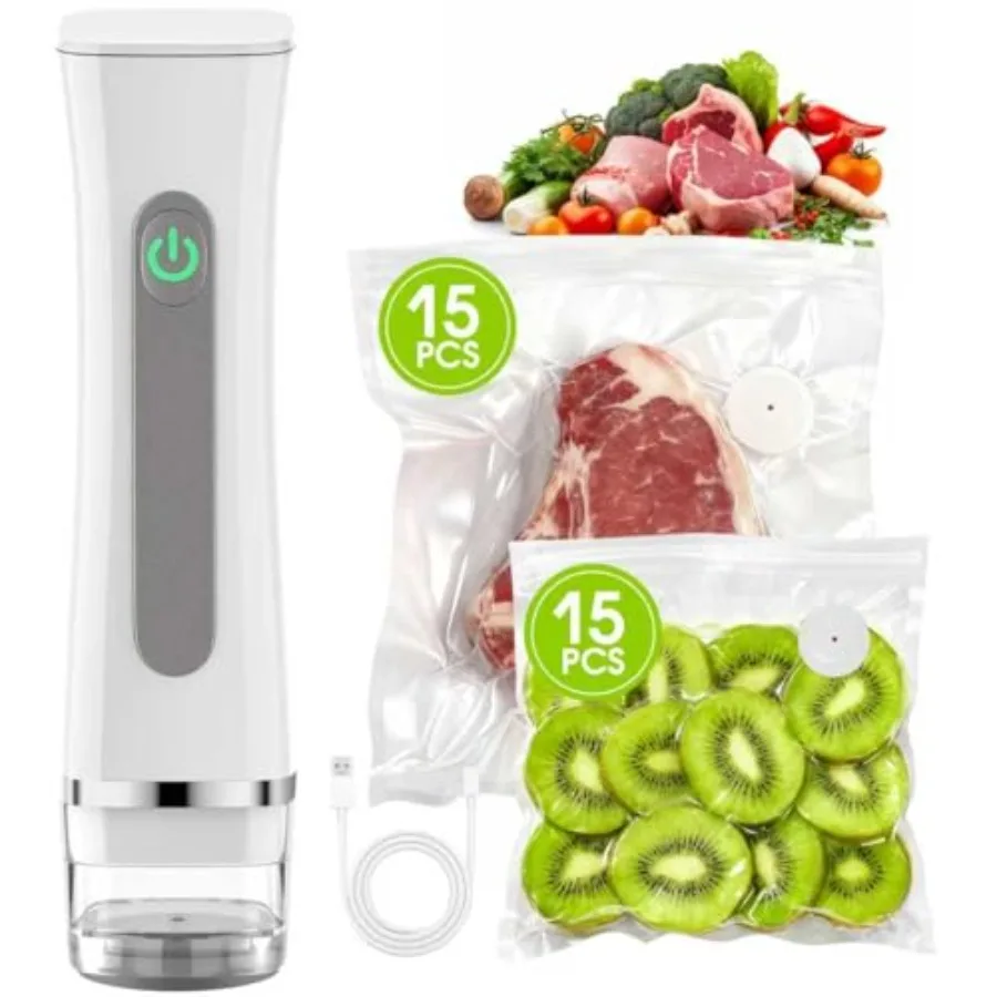 

Handheld Vacuum Sealer for Kitchen, Freezer Travel: Food-Safe Plastic, Black, Compact Cordless Design with One-Touch Operation