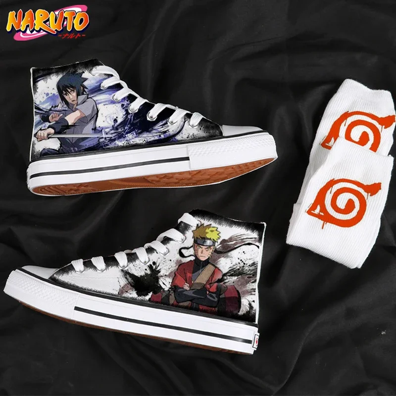 Naruto Scrawl High-top Canvas Shoes Inked Rendering Anime Casual Shoes for Man Women Fashions High Quality Perimeter Sneakers