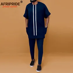 African Suits for Men Shorts Sleeve Dashiki Tops and Pants Sets Ankara Tracksuit Plus Size Shirts Tribal Outfits A2216090