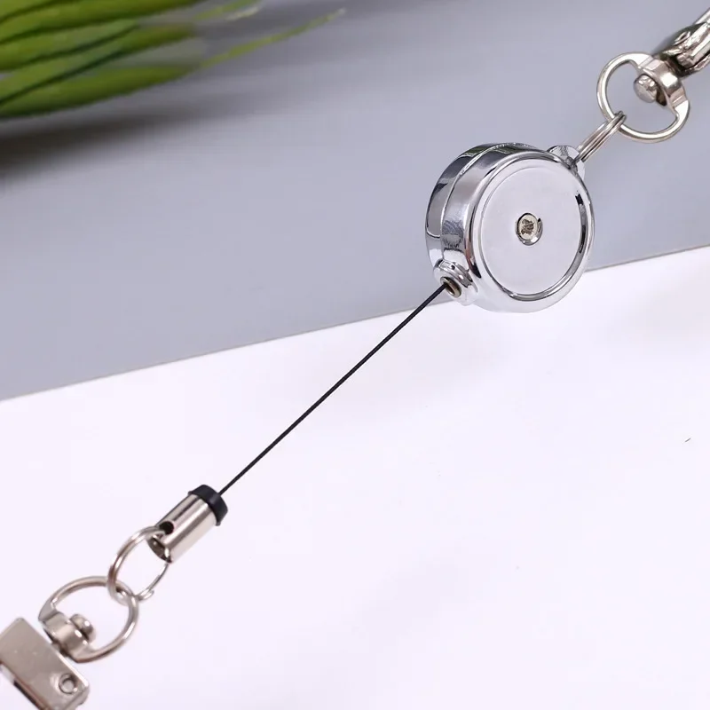 Retractable Key Holder Anti-theft Metal Easy-to-pull Buckle Rope Elastic Keychain Sporty Retractable Key Ring Nurse Accessories