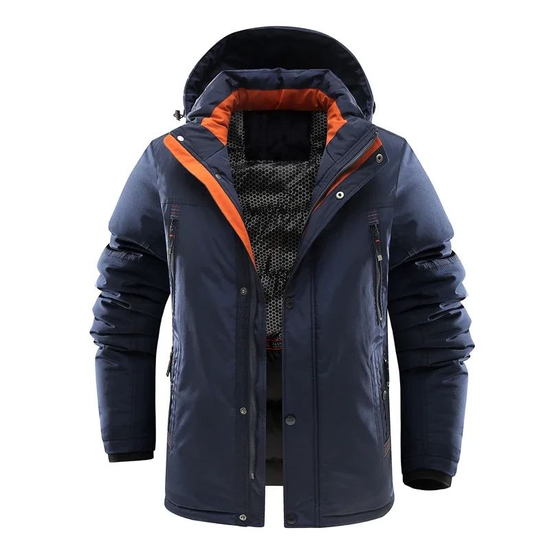 

winter thick warm Parkas Man Ski Thermal Coats Thicken Windbreaker Down Padded Men's Clothing Winter Men Long Snow Hooded Coat