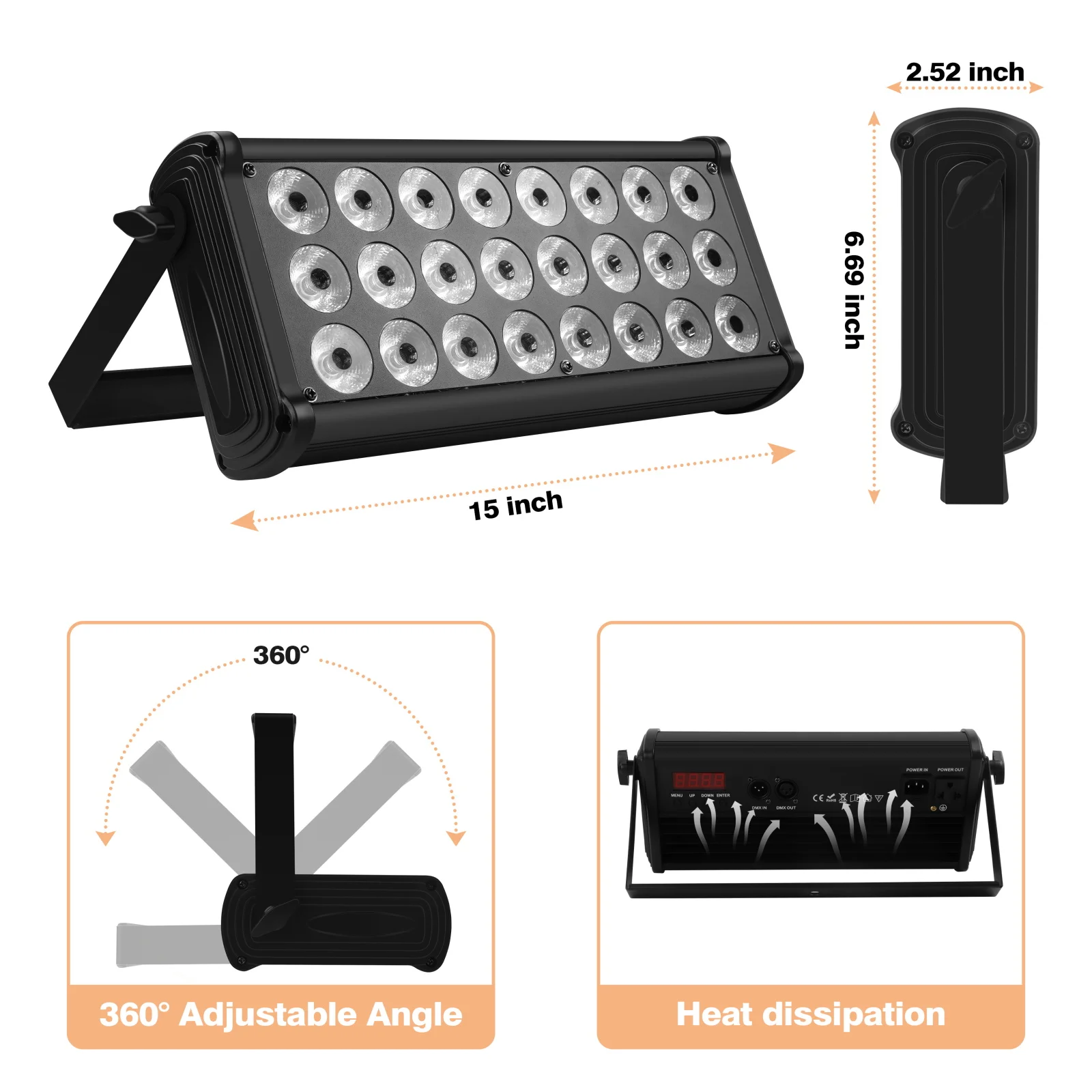 Imagem -05 - Somspot-rgbw 24led Wall Wash Light Mistura de Cores Efeito Arco-íris Projetor de Palco para Construção ao ar Livre