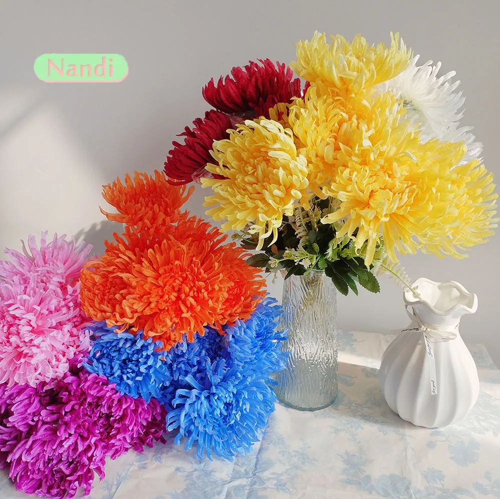 7-köpfige künstliche Blume Chrysantheme Bouquet Simulation Blume DIY Blumen Materialien für Hochzeit Dekoration Home Dekorationen – Detail 2