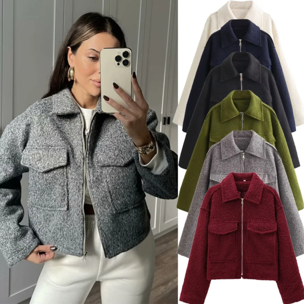 Autumn New Women's Clothing Casual Versatile Beaded Leather Short Jacket Thin Texture Unique Fashion Simple High Casual Daily