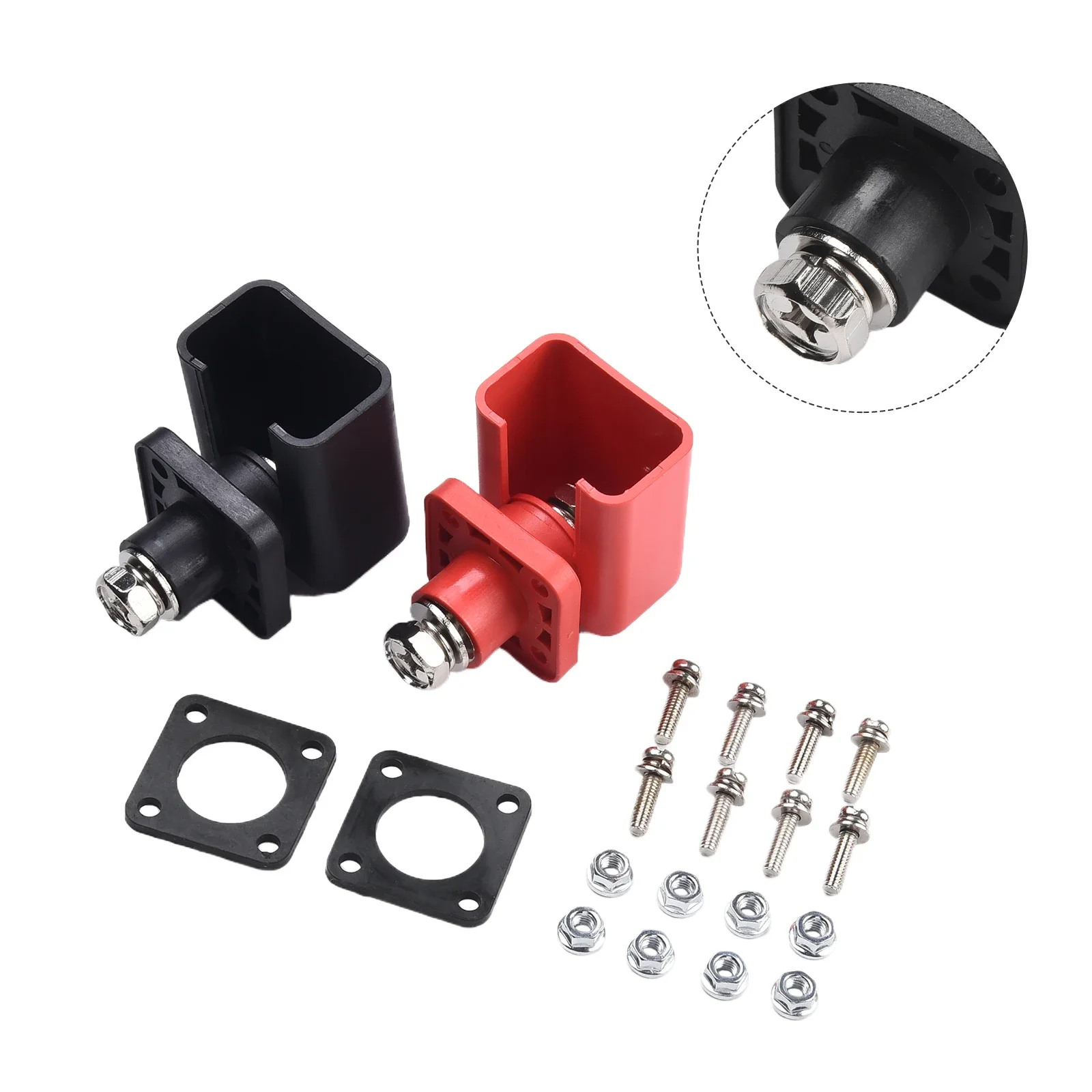 

Connector Black red Terminal Block 200A Copper Current Electrical Nickel Plating Storage Sturdy Wear-resistant