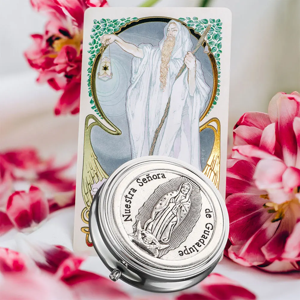 

2Pcs Metal Jewelry Box Elegant Vintage Religious Necklace Holder Rosary Beads Storage Case Small Catholic Communion Gift Box