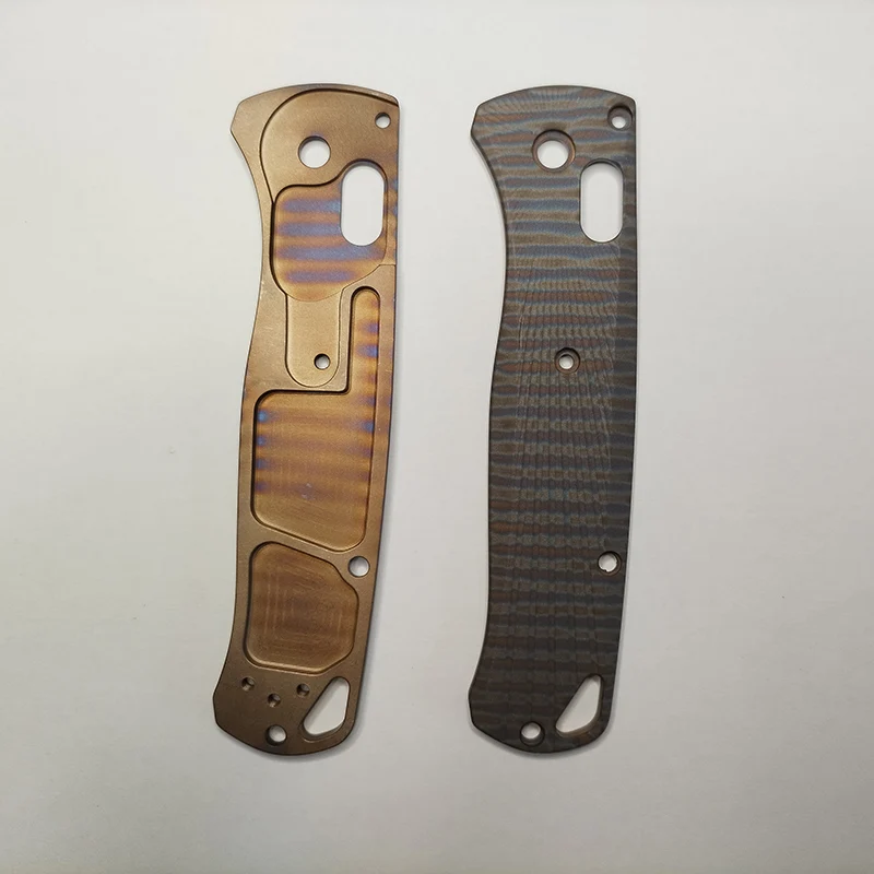 NEW Custom Roasted Titanium Alloy Knife Grip Handle Scales For Genuine Benchmade 535 Bugout Knives DIY Make Accessories Part