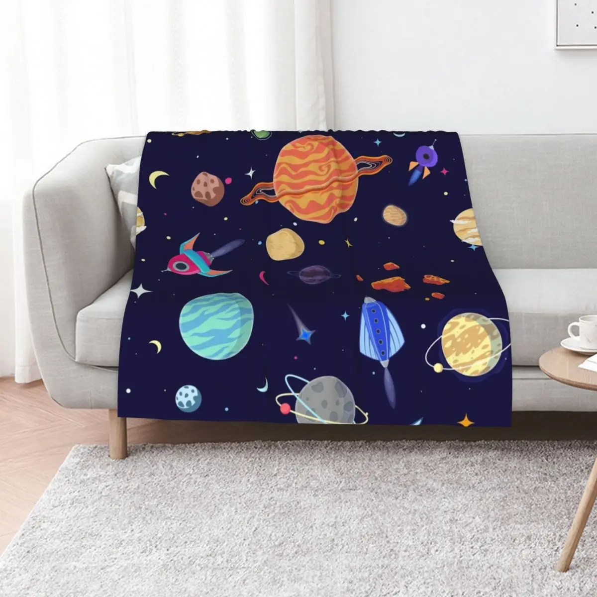

Planets Pattern Throw Blanket Baby Soft Plush Plaid Plush Softest Blankets