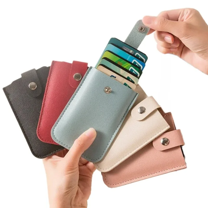 Multilayer ID Credit Card Holder Bag Convenient Portable Cards Organizer PU Leather IC ID Cards Storage Bag Pouch