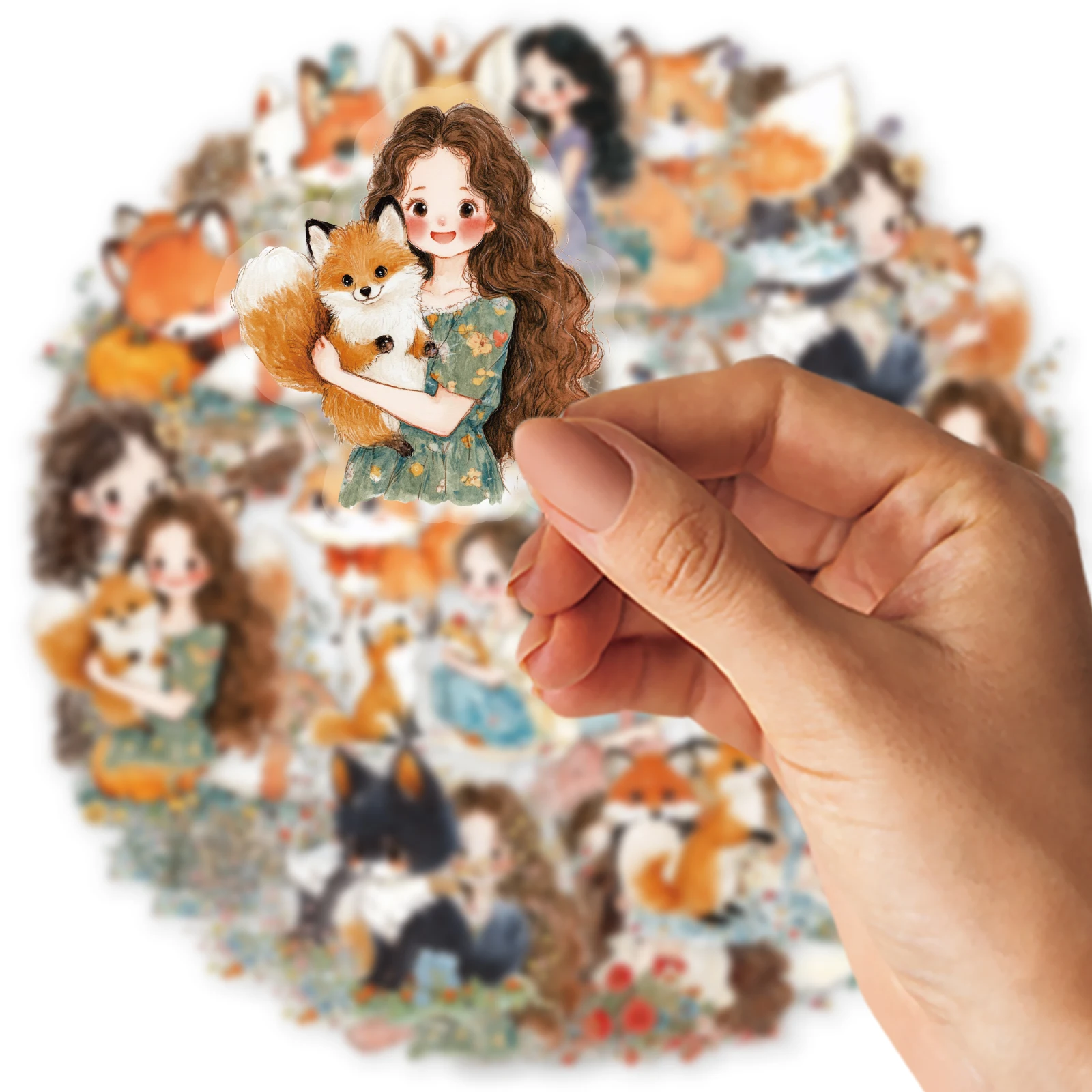 20 ชิ้นสุนัขจิ้งจอกน่ารัก&สติกเกอร์สาวสำหรับแล็ปท็อป,เคสโทรศัพท์,กระเป๋าเดินทาง,สมุดภาพ,ตกแต่งห้อง,อุปกรณ์ DIY น่ารัก