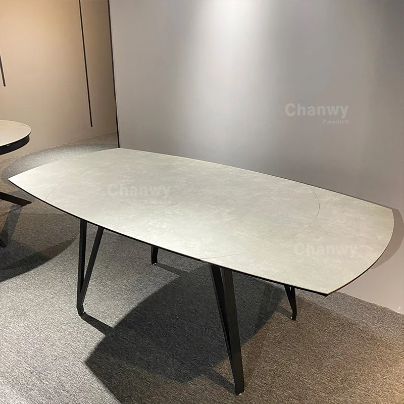 Modern Comedy Furniture, Extendable Dining Table, Modern Set With Chair, Smart Foldable Stone Mechanism Dining Table